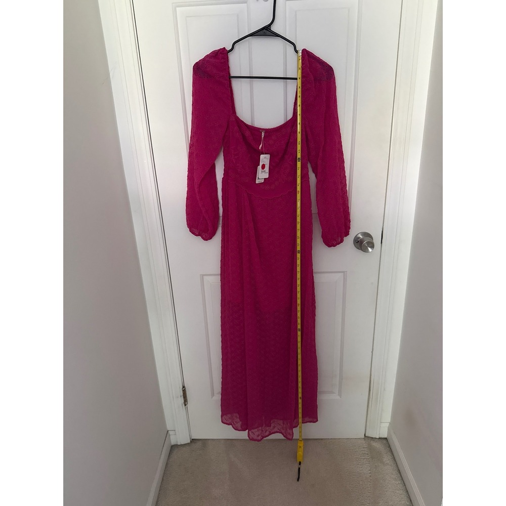 Free People Strangelove Maxi Dress Pink Purple Eyelet Lace Embroidered Sz S - Picture 12 of 12